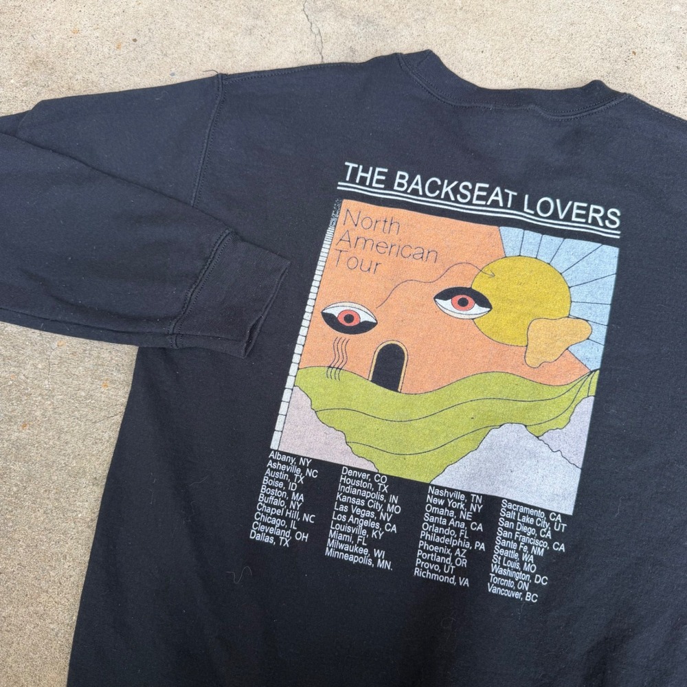 The Backseat Lovers | Tour Crewneck Sweatshirt Indie Rock Black Small Streetwear - Picture 9 of 9
